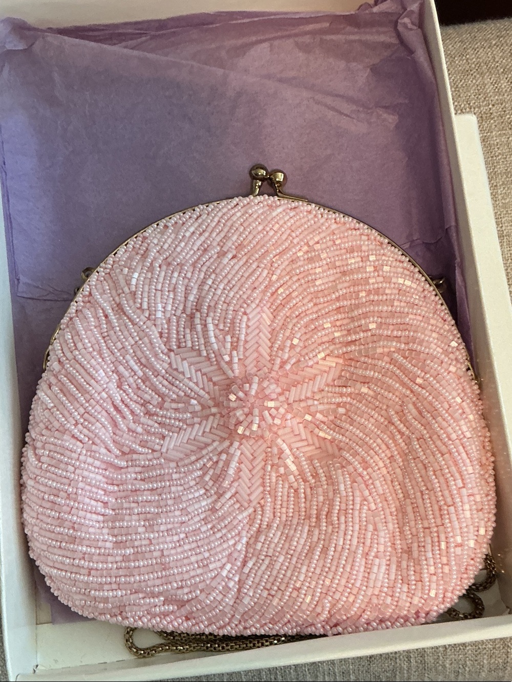 VIntage Bonwit Teller Pink Beaded Women's Evening Bag